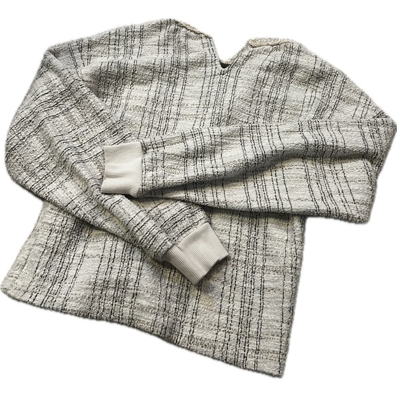 Zara Long Sleeve Crew Neck Sweatshirt Crop with Faux Pearls - Picture 8 of 8